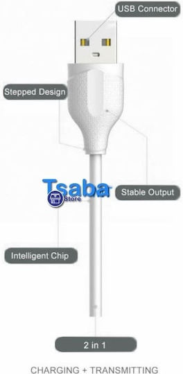 Ldnio LS372 Regular USB-A la Cablu Lightning Alb 2m (LD-LS372L)