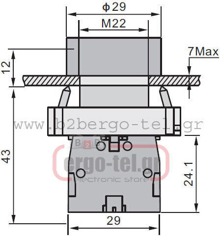 Xindali Διακόπτης Μπουτόν 230V Φ22 Κόκκινο