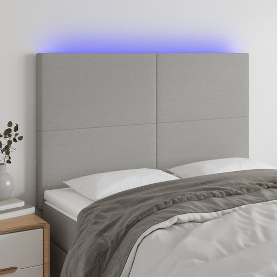 vidaXL LED Bed Headboard Fabric Light Grey 144x128cm