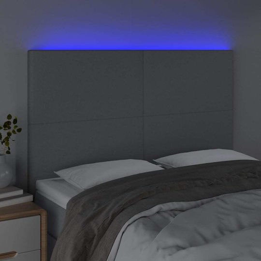 vidaXL LED Bed Headboard Fabric Light Grey 144x128cm