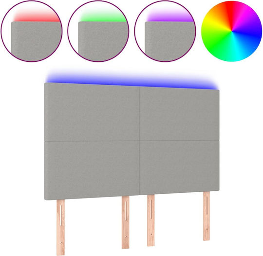 vidaXL LED Bed Headboard Fabric Light Grey 144x128cm