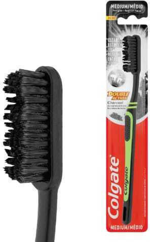 Colgate Double Action Charcoal Toothbrush Medium Black / Green