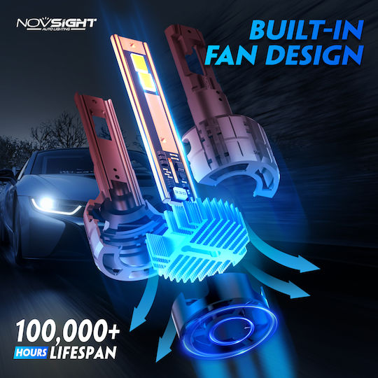 NovSight Λάμπες Αυτοκινήτου H4 LED 6500K Ψυχρό Λευκό 12V 100W 2τμχ