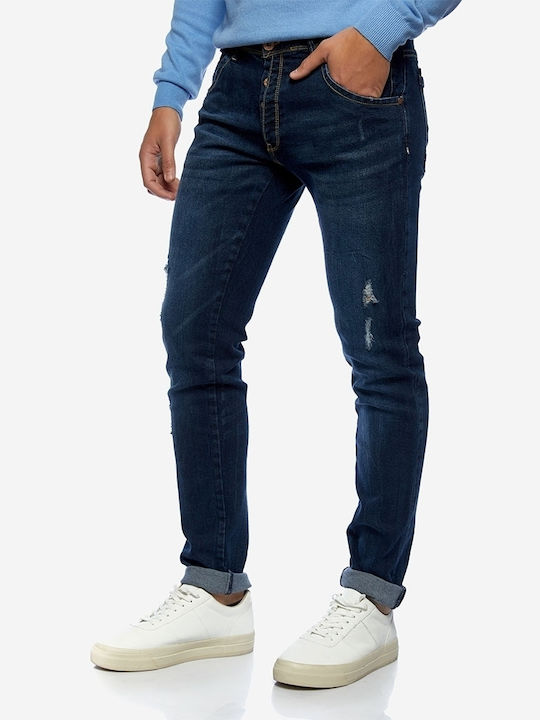 Herren Jeanshosen Elastisches Slim Fit Navy Blau