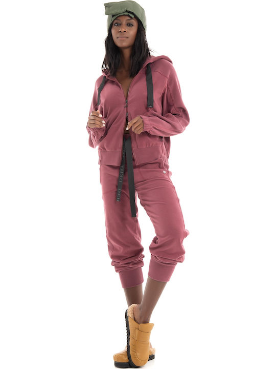 Παντελόνι Φόρμας με Λάστιχο Fleece Κόκκινο