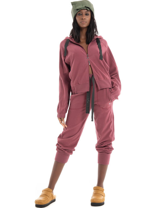 Παντελόνι Φόρμας με Λάστιχο Fleece Κόκκινο