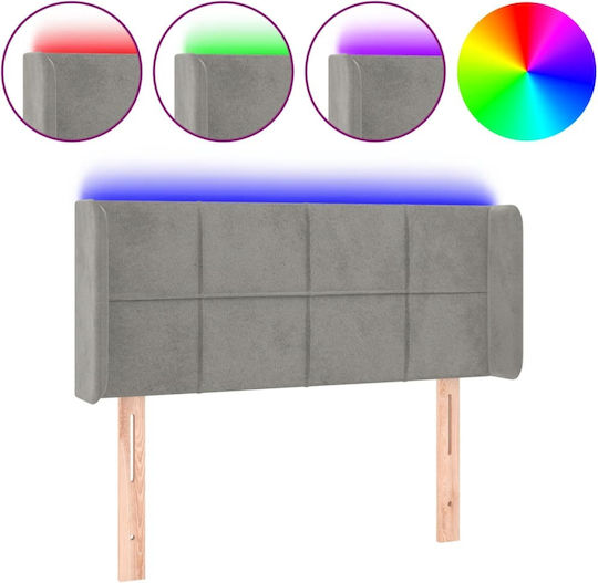 vidaXL Tăblie de Pat LED din Țesătură Gri Deschis 103x88 cm