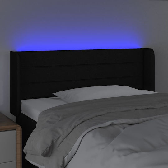 vidaXL LED Kopfteil Stoff Schwarz 103x88 cm