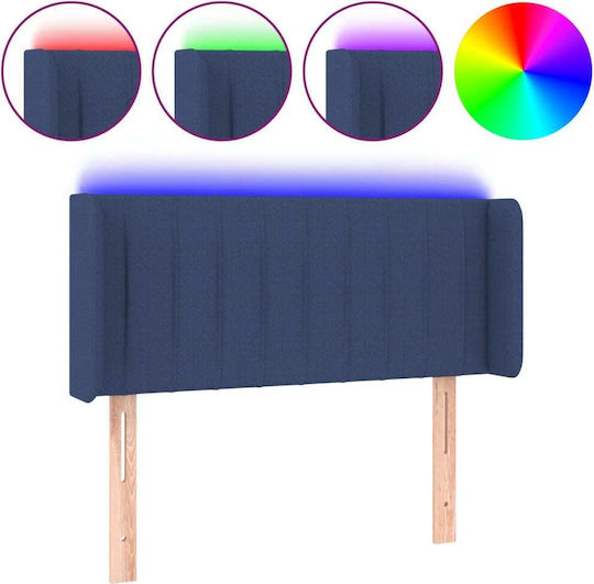 vidaXL LED Bed Headboard Fabric Blue 103x88cm