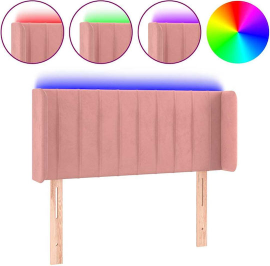 vidaXL LED-Kopfteil für Bett, Stoff, Rosa, 103x88 cm