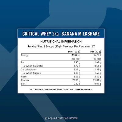 Applied Nutrition Critical Whey Πρωτεΐνη Ορού Γάλακτος με Γεύση Carrot Cake 2kg