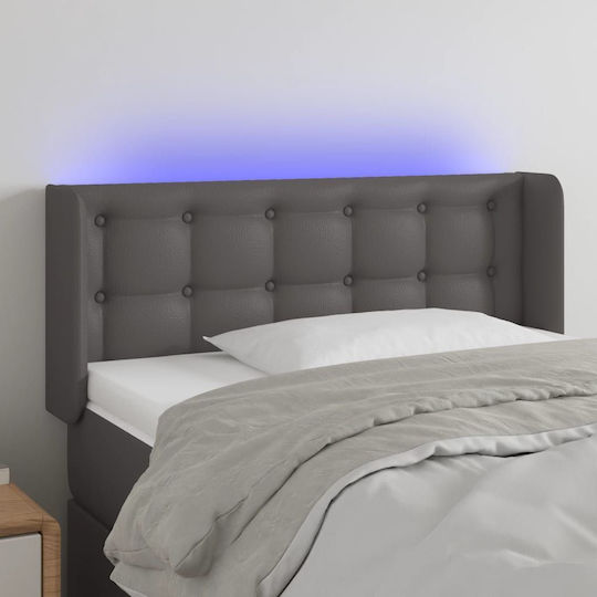 vidaXL LED-Kopfteil aus Kunstleder, Grau, 103 x 88 cm