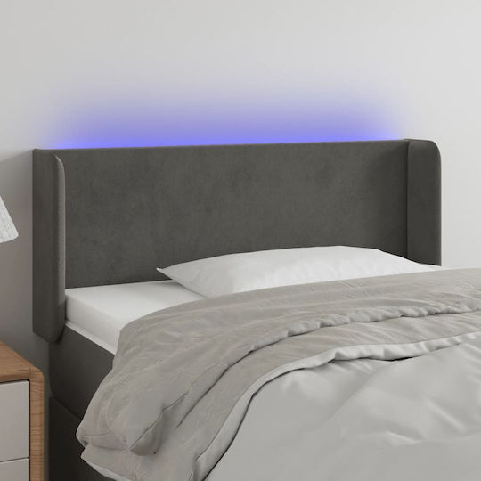 vidaXL LED Fabric Bed Headboard Dark Grey 103x88cm