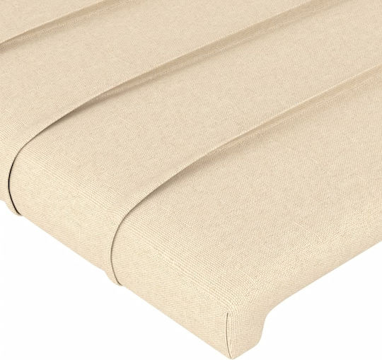 vidaXL LED Bed Headboard Fabric Cream 103x88cm