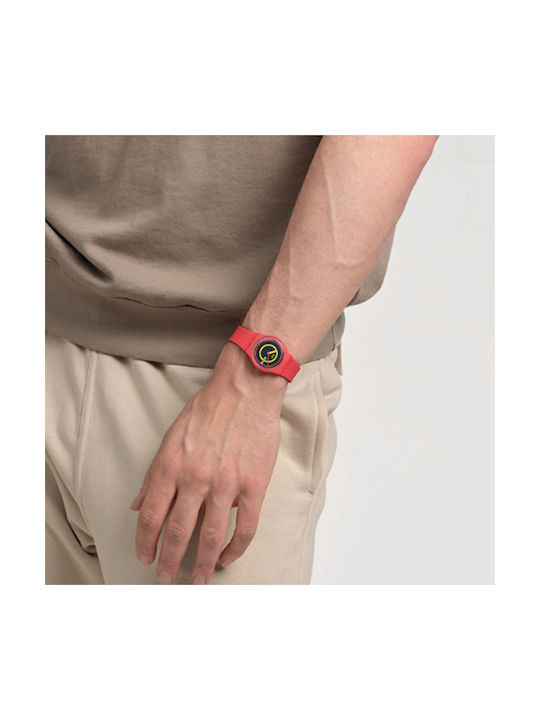 Swatch Watch Battery with Red Rubber Strap