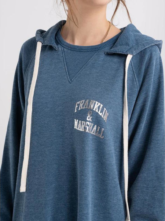 Long Women's Sweatshirt Hooded Navy Blue