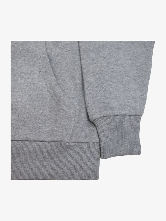 Fleece Παιδικό Φούτερ με Κουκούλα και Τσέπες Γκρι Star