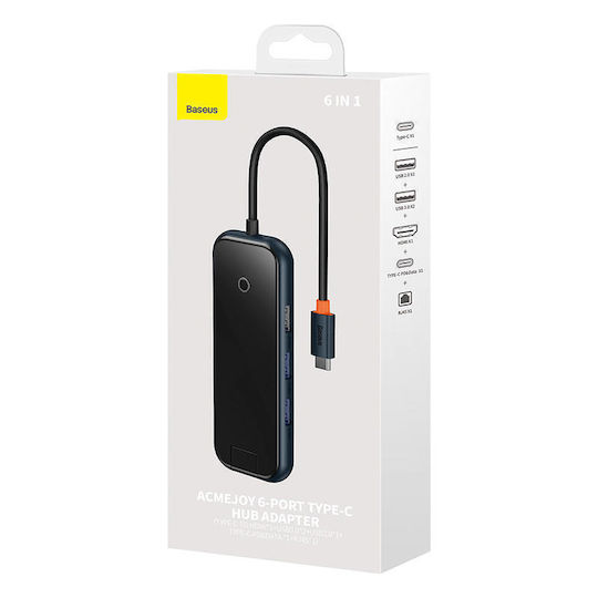 Baseus AcmeJoy USB-C Docking Station με HDMI 4K PD Ethernet Γκρι