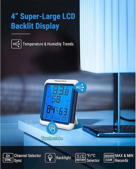 Thermo Pro Touchscreen and Backlight Digital Thermometer & Hygrometer for Indoor Use