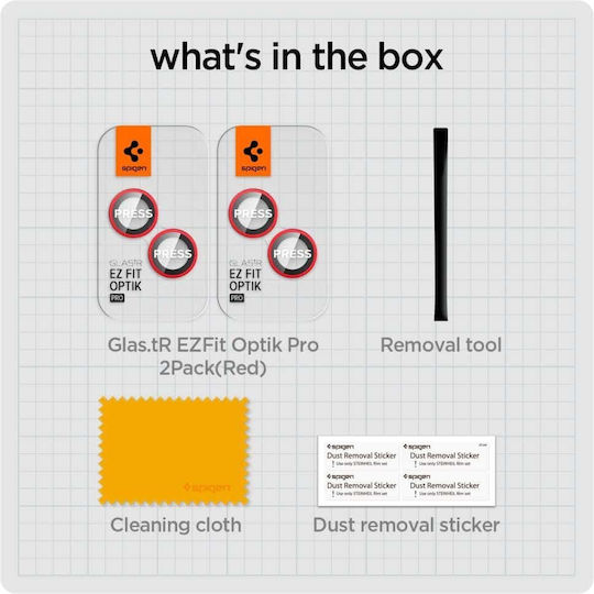 Spigen Optik Pro EZ Fit Camera Protection Tempered Glass Red for the iPhone 14 / 14 Plus
