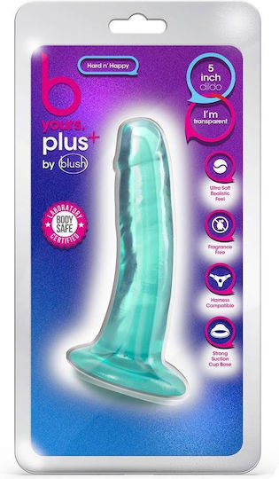 Blush B Yours Plus Hard N’ Happy Реалистично дилдо Със смукателна чашка Teal 14см