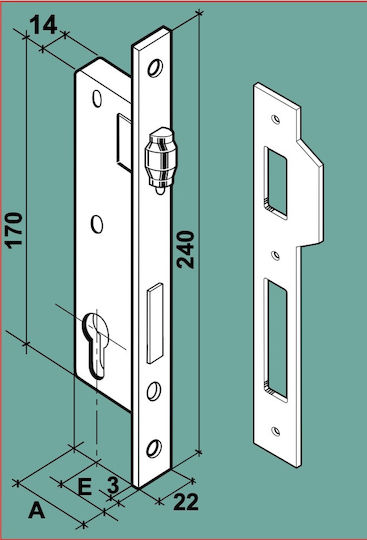 F.lli Facchinetti A1830200 Recessed Lock Bilias with Cylinder and Center 30mm Silver
