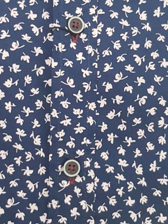 Long Sleeve Cotton Shirt in Regular Fit Floral Blue