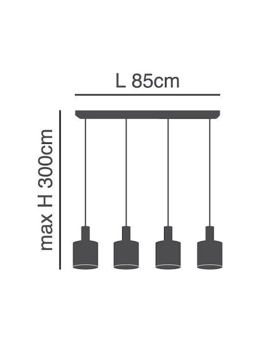 Home Lighting Висящ Окачване Rail за 4 Крушки E27 Кафяв