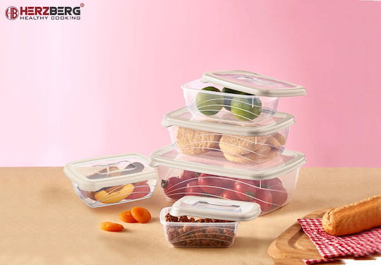 Herzberg Bio Saver Cutii De Prânz Din Plastic Bej 5 Bucăți