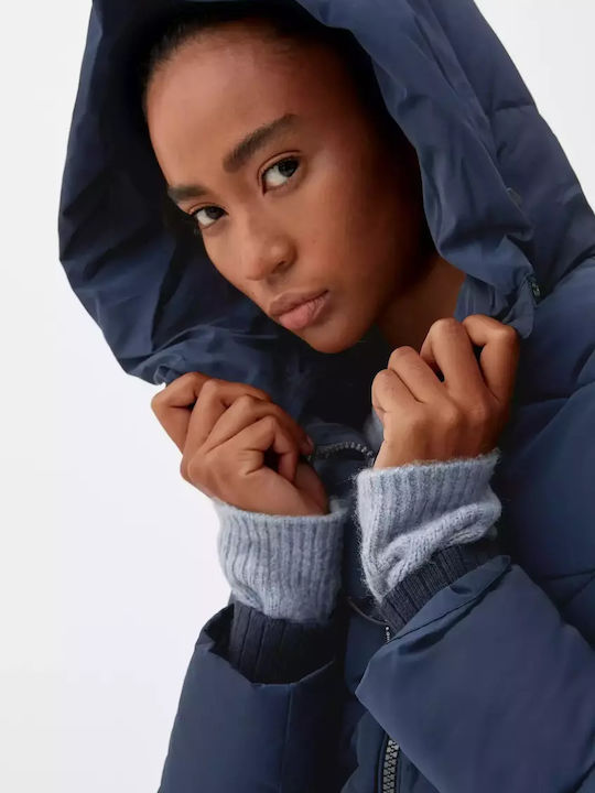 Kurz Damen Puffer Jacke für Winter Marineblau