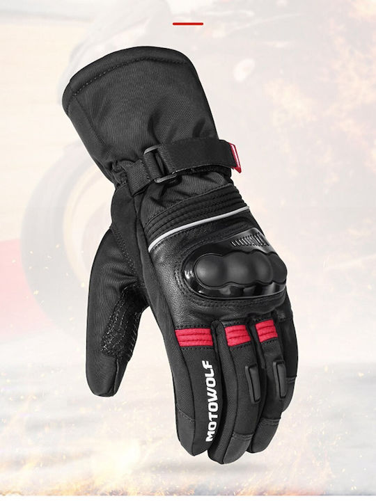 Motowolf MDL0318 Зимни Мъжки Мотоциклетни ръкавици Softshell Водоустойчиви Черен