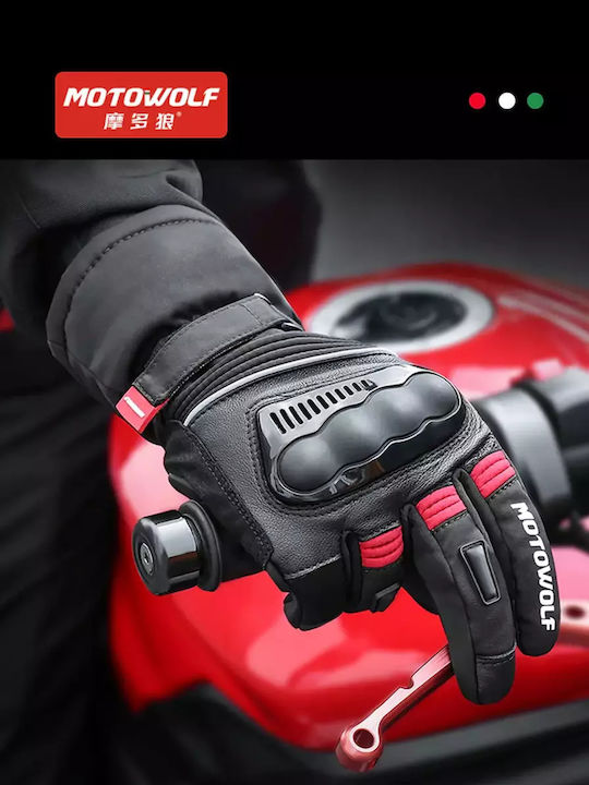 Motowolf MDL0318 Зимни Мъжки Мотоциклетни ръкавици Softshell Водоустойчиви Черен