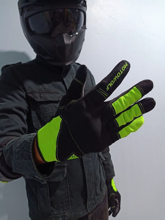 Motowolf Ανδρικά Γάντια Μηχανής Softshell 4 Εποχών Πράσινα