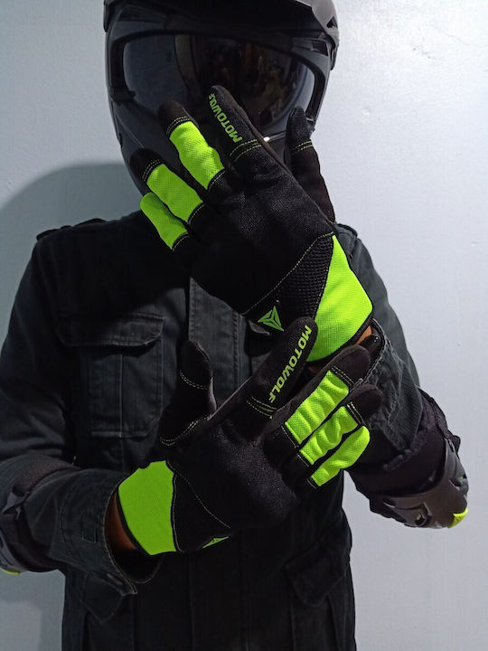 Motowolf Ανδρικά Γάντια Μηχανής Softshell 4 Εποχών Πράσινα
