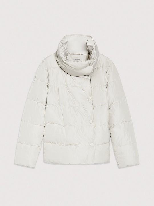 Kurz Damen Puffer Jacke für Winter Weiß