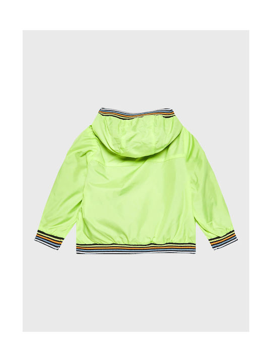 Guess Kids Casual Jacket short Windproof Hooded Green