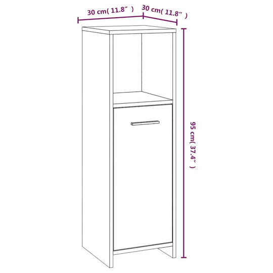 vidaXL Ντουλάπι Μπάνιου 30x30x95cm Sonoma