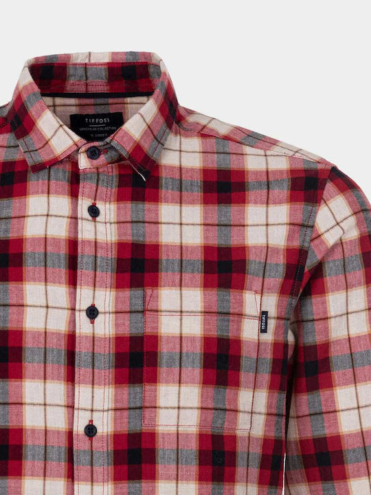 Tiffosi Men's Shirt Red Plaid