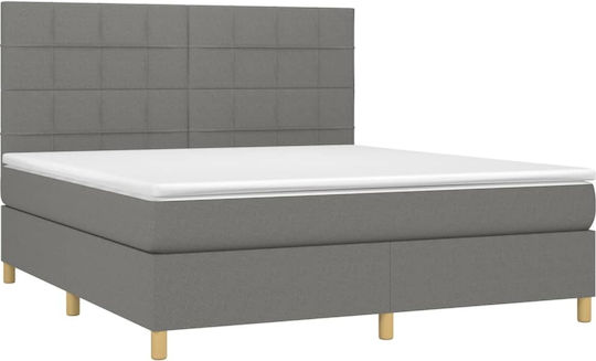 Bett Übergröße Mit Stoff bezogen Dark Gray mit Latten & Matratze 160x200cm