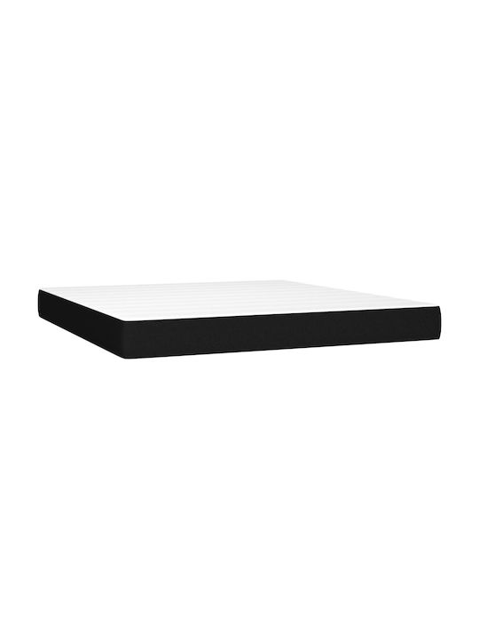 Bed Queen Upholstered with Fabric Black with Slats & Mattress 160x200cm