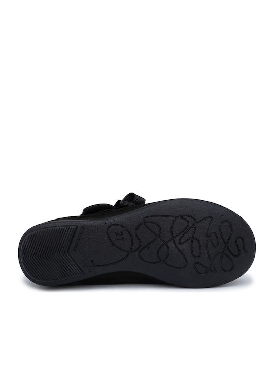 Kids Ballerinas with Hoop & Loop Closure Black