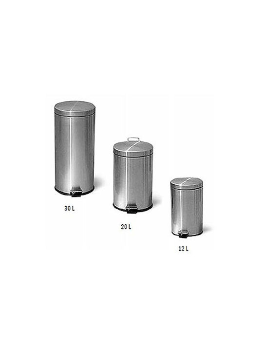 Delta Cleaning Delta Cleaning 430 Liter Mülleimer Aus Inox Mit Pedal Silber 12lt