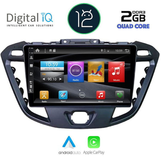 Digital IQ Sistem Audio Auto pentru Ford Tranzit Personalizat / Turneo Custom / Curierul Tourneo / Turneo / Curier / Curier de tranzit / Tranzit 2013+ (Bluetooth/USB/AUX/WiFi/GPS/Apple-Carplay/Android-Auto/Partitură) cu Ecran Tactil 9"