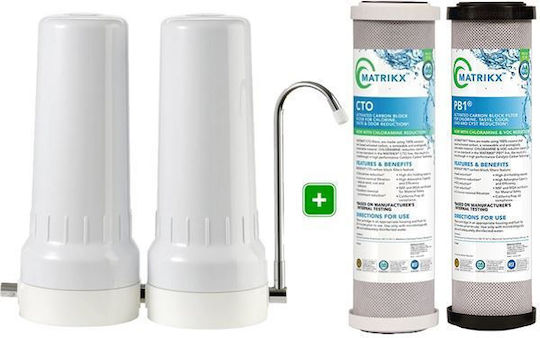 Atlas Filtri Depural Top Water Filtration System Double Countertop with Replacement Filter Matrikx CTO 5 μm, Matrikx PB1 0.5 μm 80216471211725