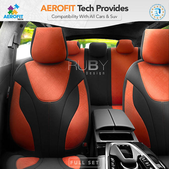 Otom Car Cover Set 11pcs Cotton Ruby Design Black / Red