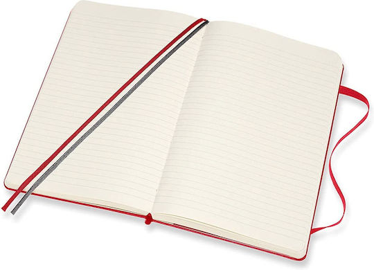 Moleskine Classic Collection Σημειωματάριο 400 Φύλλων Ριγέ με Σκληρό Εξώφυλλο και Λάστιχο Κόκκινο