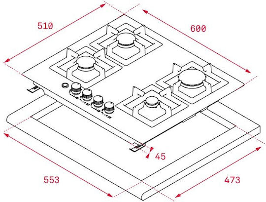 Teka Gas & Electric Cooktop Autonomous Inox with Child Lock Function 60x51εκ. Silver