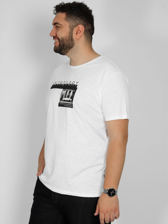 Double A Ανδρικό T-shirt Λευκό με Στάμπα