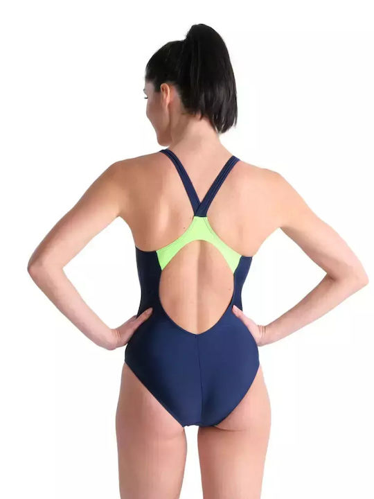 Arena Back Graphic Athletic One-Piece Swimsuit Navy Blue