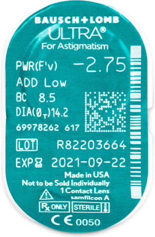 Bausch & Lomb Ultra for Astigmatism 6 Monthly Astigmatic Contact Lenses Silicone Hydrogel